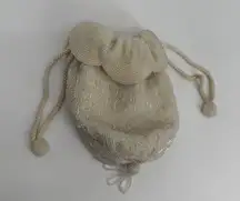 Fellini Carlo Fellini Vintage Beaded Flapper Pouch Bag Formal Ivory Drawstring