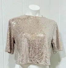 H&M Glittering Sequin Crop Top - Gold