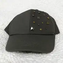 Olive Green Studded Cotton Velcro Strapback Cap