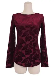 Sundance Delicate Senses Velvet Tee Burgundy Red Sz Extra Small