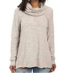 Free People Beach Cocoon Cowl Tunic Sweater OS Slouchy Shirt Casual Trendy Beige