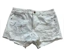 American Eagle Outfitters Super Stretch X Hi-Rise Shortie White Denim Shorts