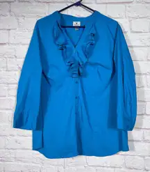 Worthington Women's Ruffled Blue Blouse Size 2X