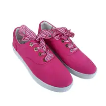 Izaac Mizarahi Live Pink Canvas Gingham Lace Up Fashion Sneakers Size 8.5