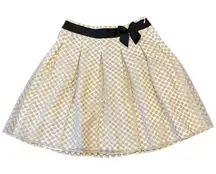 Wom&Now Barcelona Beige White Bow Polka Dot A-Line Skirt Size 38/US Size 8‎