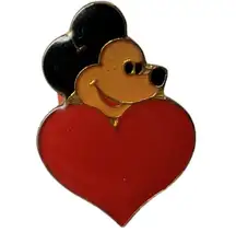 Disney Rare Vintage Mickey Mouse Head Heart Lapel Pin