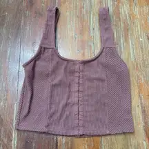 Women's BKE Essentials Mauve Ribbed Hook-Eye Crop Top M