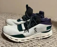 On Cloud Running Cloudnova White Violet Green Sneaker- Women’s Size 9