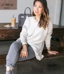 Cabi Slip Stitch Woven Oversized Sweater Boho Chunky Med