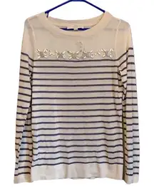 NEW Ann Taylor Loft Sweater Medium Stripes Linen Blend NWT