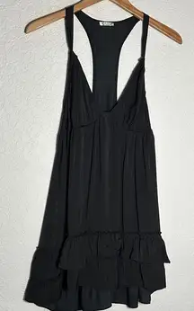 Intimately Free People Black Babydoll Ruffle Dress Mini Coquette Racerback Sexy