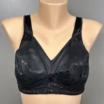 Vintage Playtex Bra Size 40B 18 Hour 4019 Black Full Coverage Wire Free Satin
