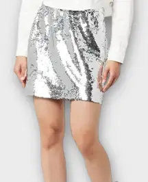 The Drop Women's Flora Sequin Mini Skirt Silver Size M