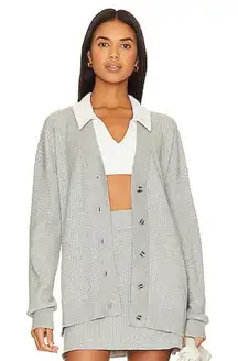 WeWoreWhat Light Heather Gray Varsity Cardigan Size Small