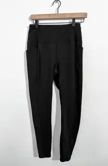 Womens Spyder Athletic Black Legging Medium Pockets Ribbed Detailing