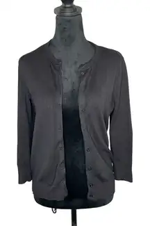 Ellen Tracy Front Button Long Sleeve Cardigan‎ Sweater Womens Black Size Med