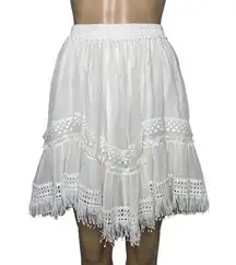 Rococo Sand Cia Mini Skirt White Crochet Fringe Lace Off White size XS