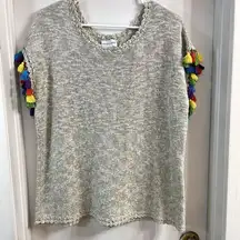 Soft surroundings crochet Pullover Tee Rainbow Short Selvee Y2K Gyaru Oversized