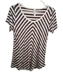 Lularoe Classic T T-Shirt Brown Cream Stripes