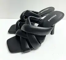 Abound Sandals Womens Size 8 Black Open Square Toe Woven Stiletto Heels