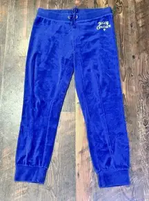 Juicy Couture Blue & Gold Sweatpants Women XS Velour Joggers Y2K Lounge Low Rise