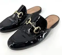 Pascucci Black Patent leather horse bit mules loafers Italy size 37.5 Slides‎