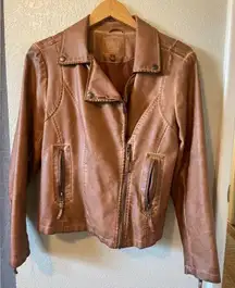 Camel-colored leather jacket by