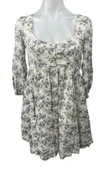 Ralph Lauren Denim & Supply White Floral Long Sleeve Babydoll Mini Dress Size XS