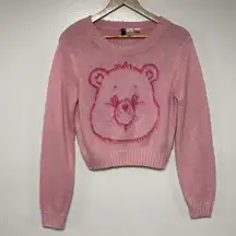 Divided By H&M Pink Fuzzy CareBear Cropped Sweater Size M