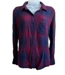 Rails Ladies  Hunter Red/Navy Plaid, Long Sleeve Shirt, Soft Rayon, Size Medium