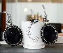 Kelly & Katie Black Stone Teardrop Earrings