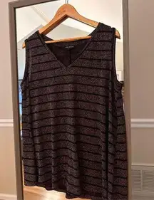 Lane Bryant Swing Tank Plus Size 14/16 Silver Metallic VNeck Sleeveless Top