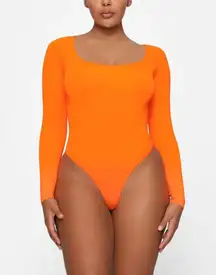 SKIMS Essentials Bodysuit In Orange Highlighter S/M New With Tags