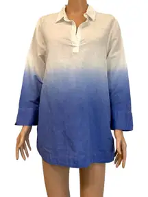 Vineyard Vines linen dip dye ombre swim cover up shirt tunic SW2 2759