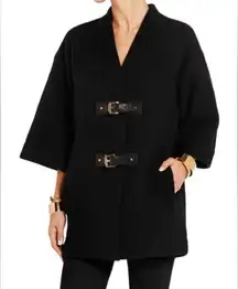 Micheal Micheal Kors 100% Wool Medium Buckle Front Poncho Coat