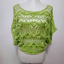 Buckle Romeo & Juliette Couture Lime Dolman Macrame Crochet Sweater Size Small