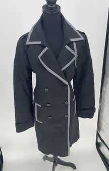Apostrophe Womens XL Black/silver Double Breasted Trench Coat with Belt