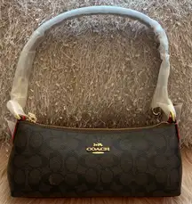 NWT Coach Black Signature Shoulder Bag with Gold Accents