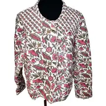 Anthropologie DRA Pink Floral Quilted Jacket M Grannycore Cottagecore Boho Trend