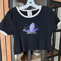 Vintage y2k Hooters Cheerleading squad baby tee graphic glitter cropped collar