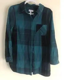 Denim & Co. women’s Plaid Button-Up Top size S