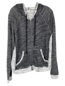Cato Plus Size 18W 20W Jacket Gray Knit Hooded Pockets‎ Raw Full Zip 1463