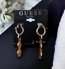 Guess Gold-Tone Link Drop Huggie Hoop Earrings, New w/Tag