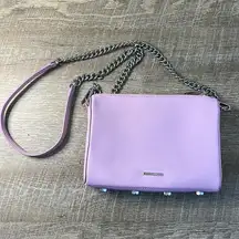 Rebecca Minkoff avery leather cross-body with chain strap in light orchid