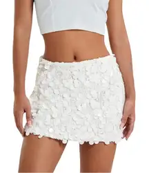 NWT Women’s Shiny Sequin Mini Skirt Low Rise Y2K Glitter Pencil Skirt - Large