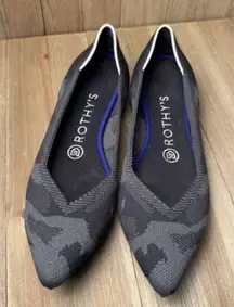 Rothys The Point Flats Slip On Pointed Toe‎ Retired Dark Camo Knit Women Size 7