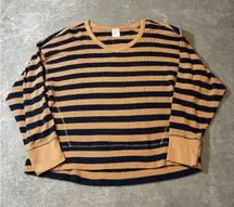 Aerie Offline Waffle Knit Slouchy Top Women's Large Stripes Layers Oversized