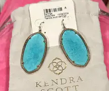 KENDRA SCOTT TURQUOISE BLUE SMOOTH STONE PIERCED EARRINGS