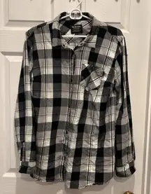 Burton Grace Tech Black And White‎ Plaid Button Flannel Down Shirt Women’s Large