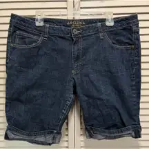 Arizona‎ Jeans Bermuda Denim Jean Shorts Dark Wash Size 19 Mid Rise Zip